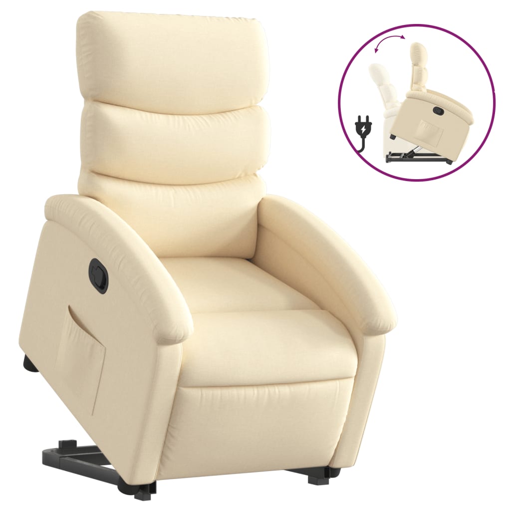 vidaXL Sillón reclinable elevable de tela color crema