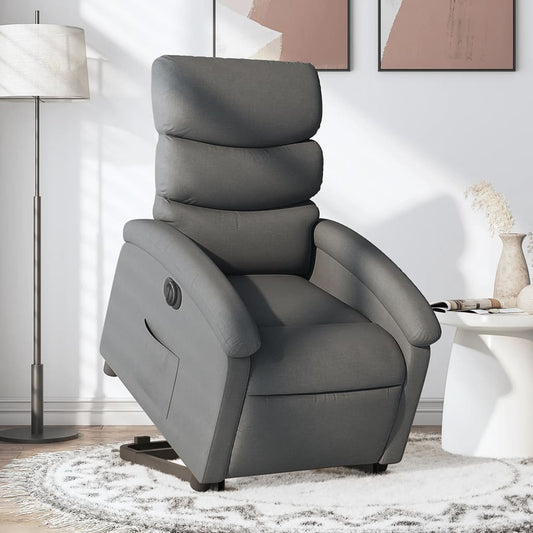 vidaXL Sillón eléctrico reclinable elevable de tela gris oscuro