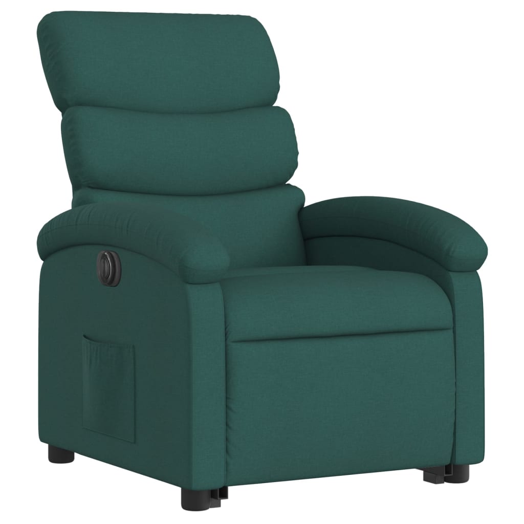 vidaXL Sillón eléctrico reclinable elevable de tela verde oscuro