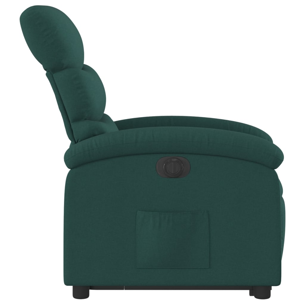 vidaXL Sillón eléctrico reclinable elevable de tela verde oscuro