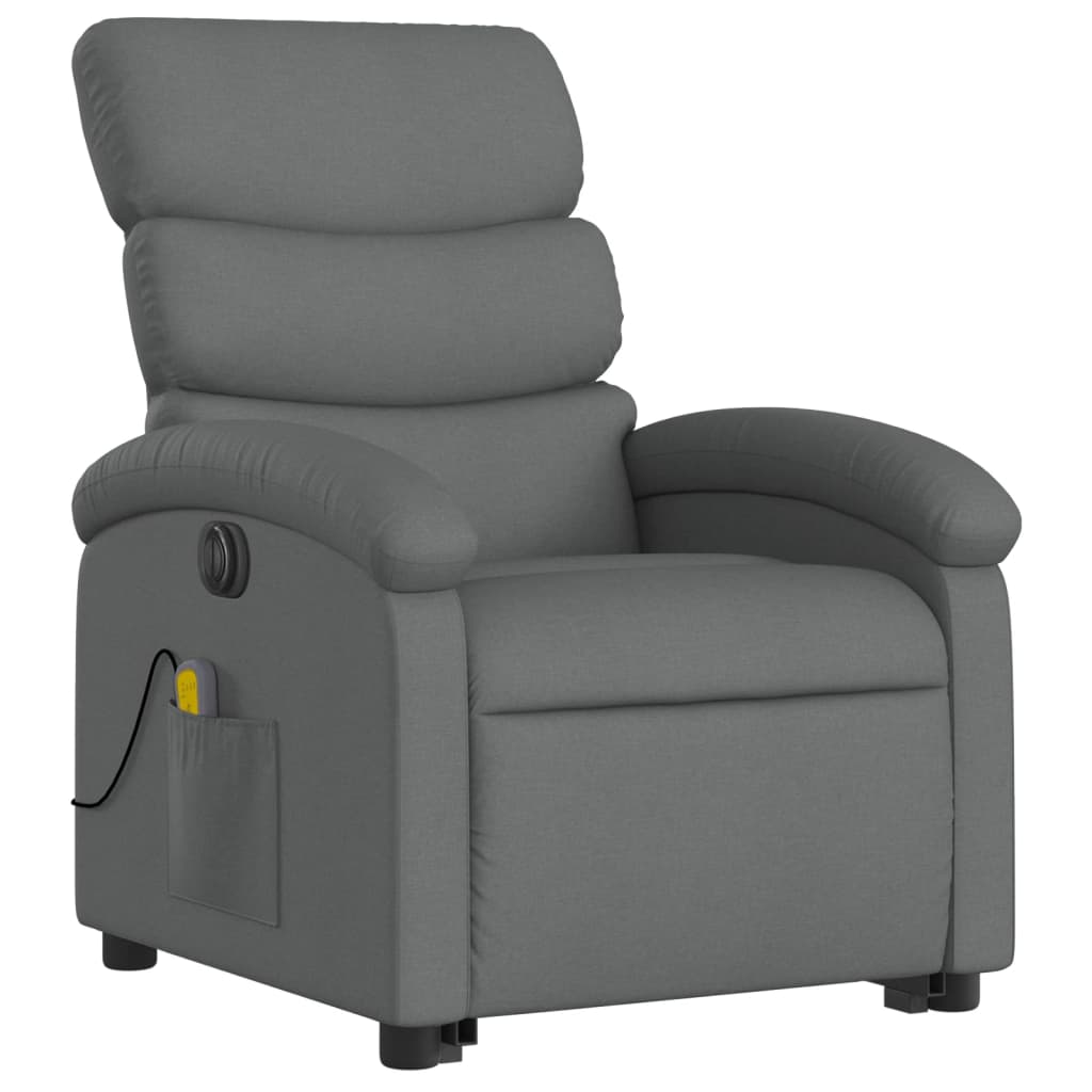 vidaXL Sillón de masaje eléctrico reclinable elevable tela gris oscuro