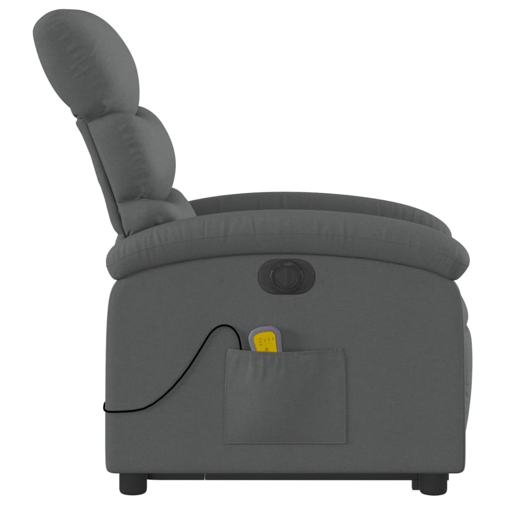 vidaXL Sillón de masaje eléctrico reclinable elevable tela gris oscuro