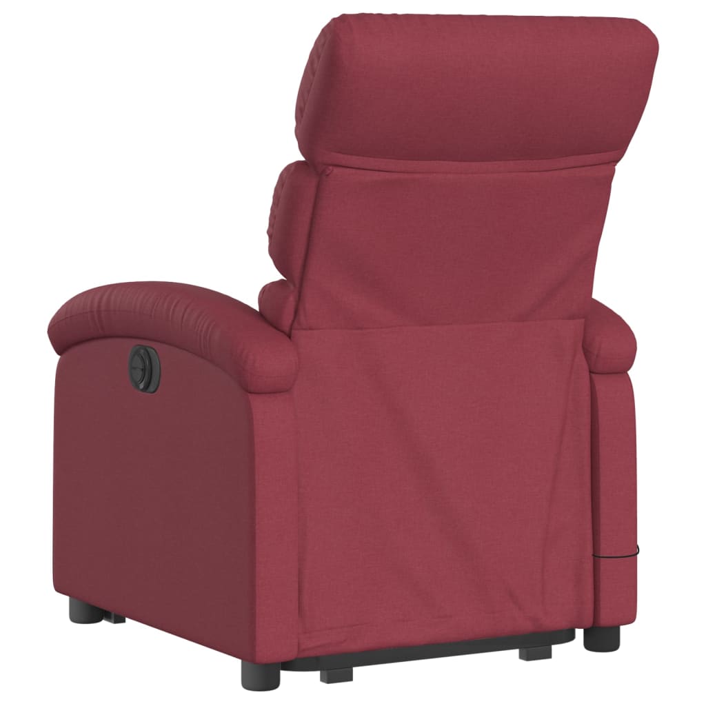 vidaXL Sillón de masaje elevable eléctrico tela rojo tinto