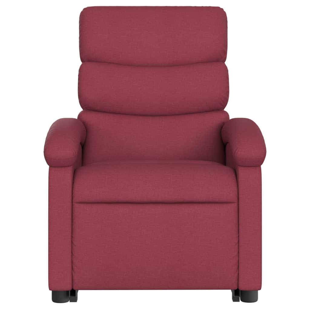 vidaXL Sillón de masaje elevable eléctrico tela rojo tinto