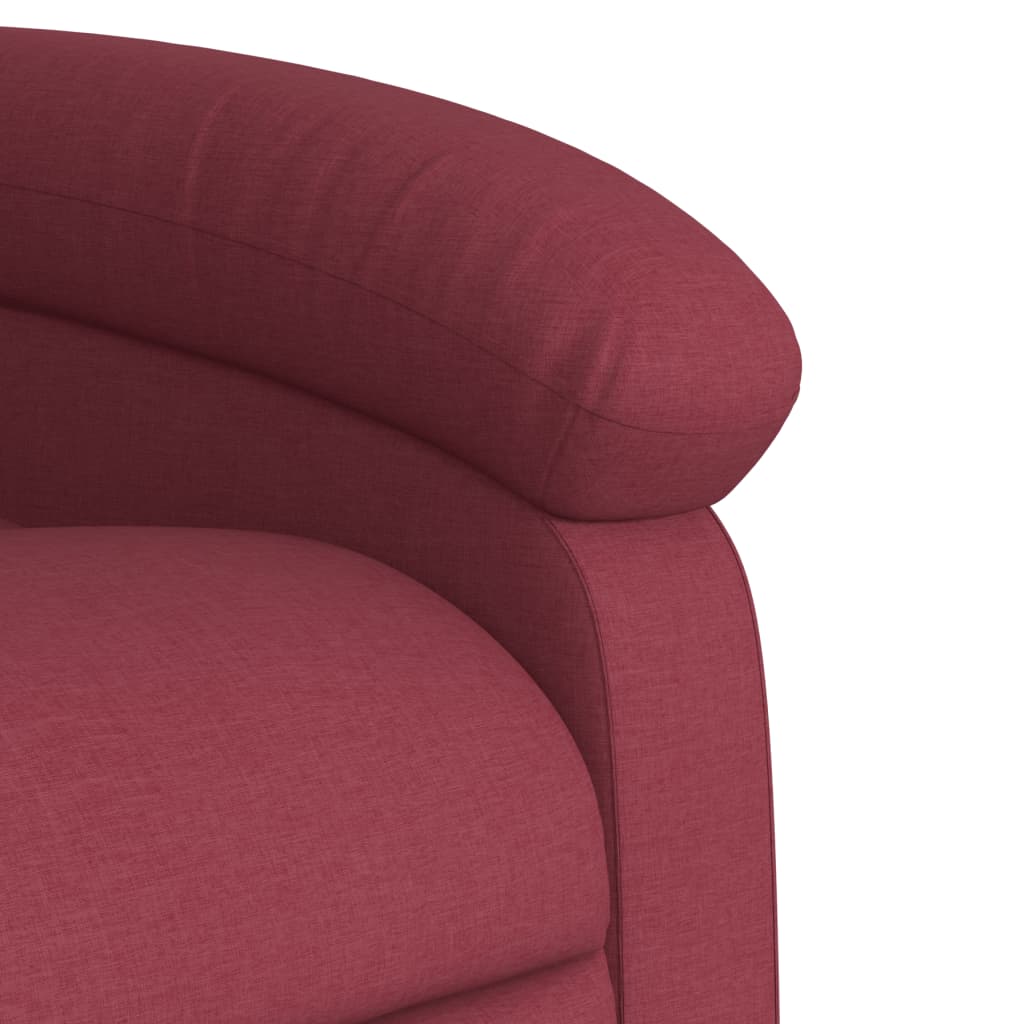 vidaXL Sillón de masaje elevable eléctrico tela rojo tinto