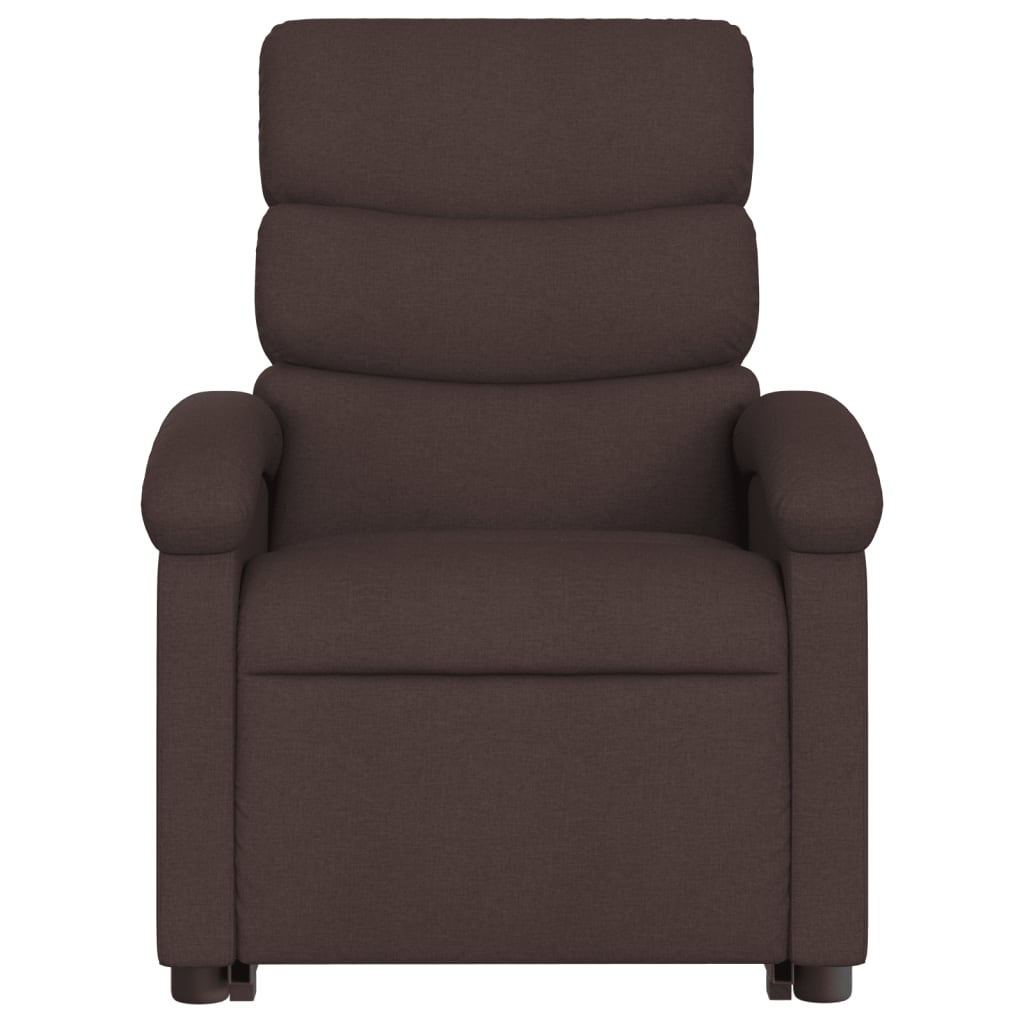 vidaXL Sillón masaje eléctrico reclinable elevable tela marrón oscuro