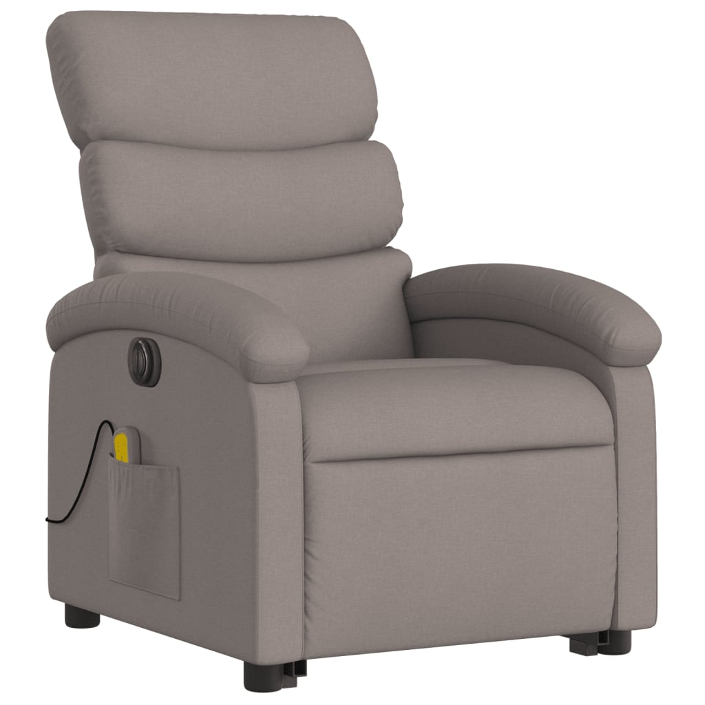 vidaXL Sillón de masaje eléctrico reclinable elevable tela taupé