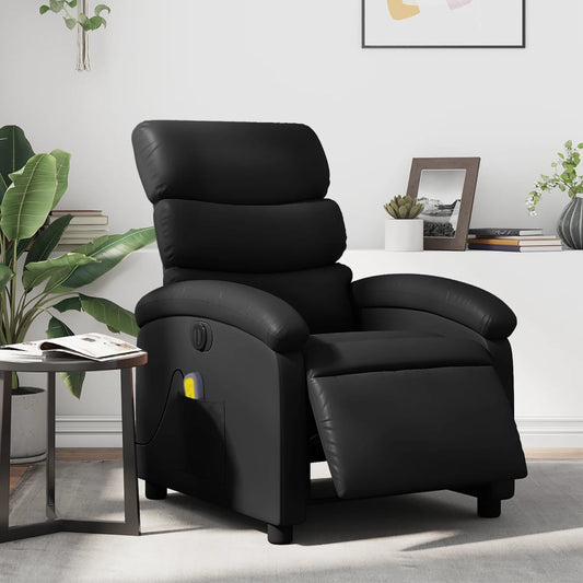 vidaXL Sillón de masaje reclinable eléctrico cuero sintético negro