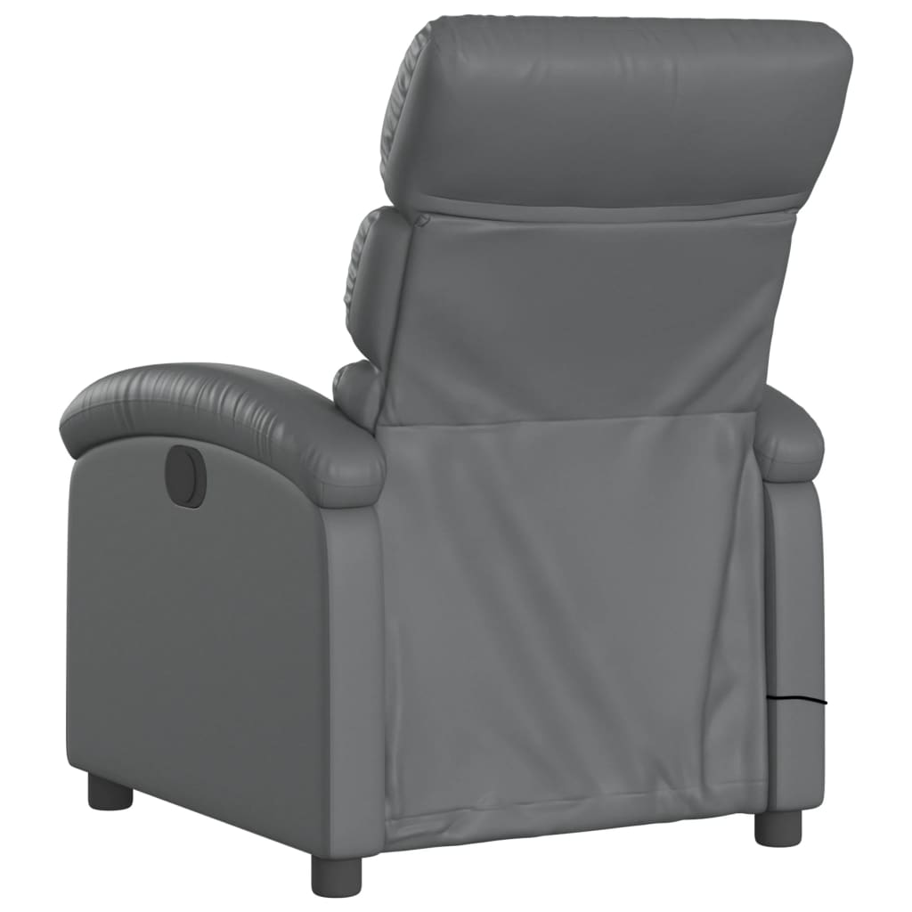 vidaXL Sillón de masaje reclinable eléctrico cuero sintético gris