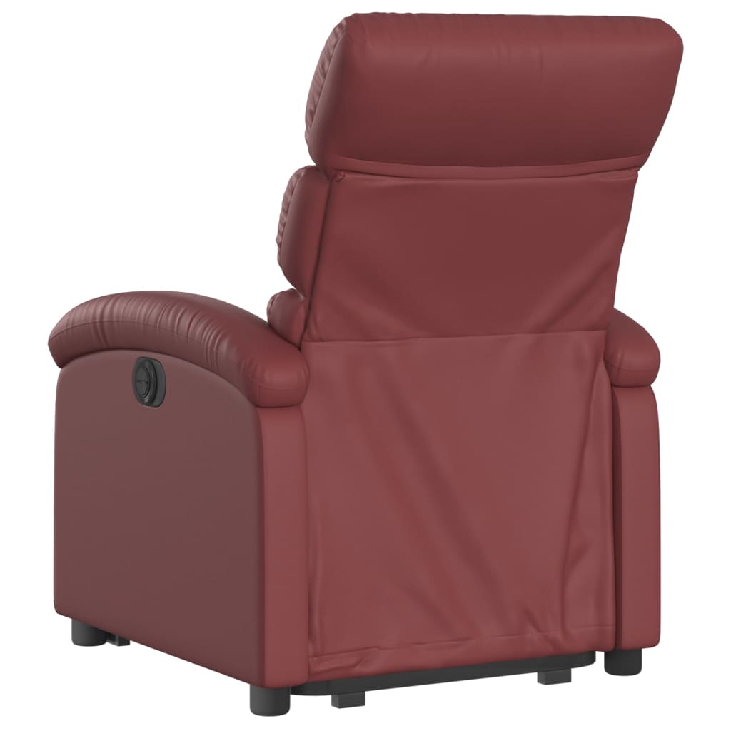 vidaXL Sillón reclinable elevable cuero artificial rojo tinto