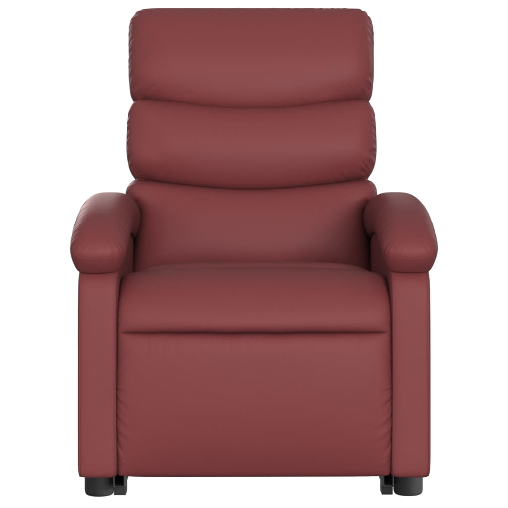 vidaXL Sillón reclinable elevable cuero artificial rojo tinto