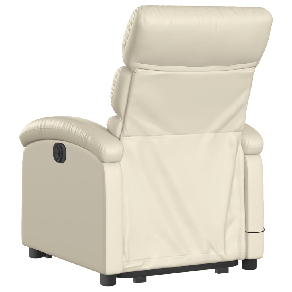 vidaXL Sillón reclinable de masaje de pie cuero artificial color crema