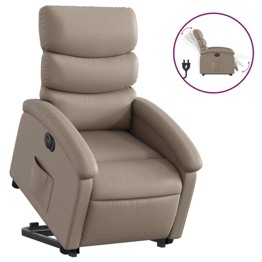 vidaXL Sillón elevable eléctrico cuero artificial capuchino