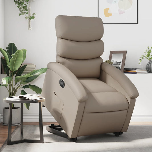 vidaXL Sillón elevable eléctrico cuero artificial capuchino