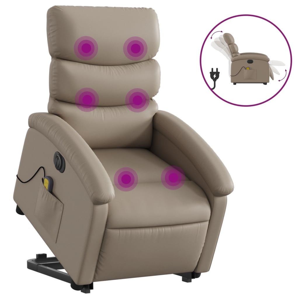 vidaXL Sillón reclinable de masaje eléctrico cuero sintético capuchino