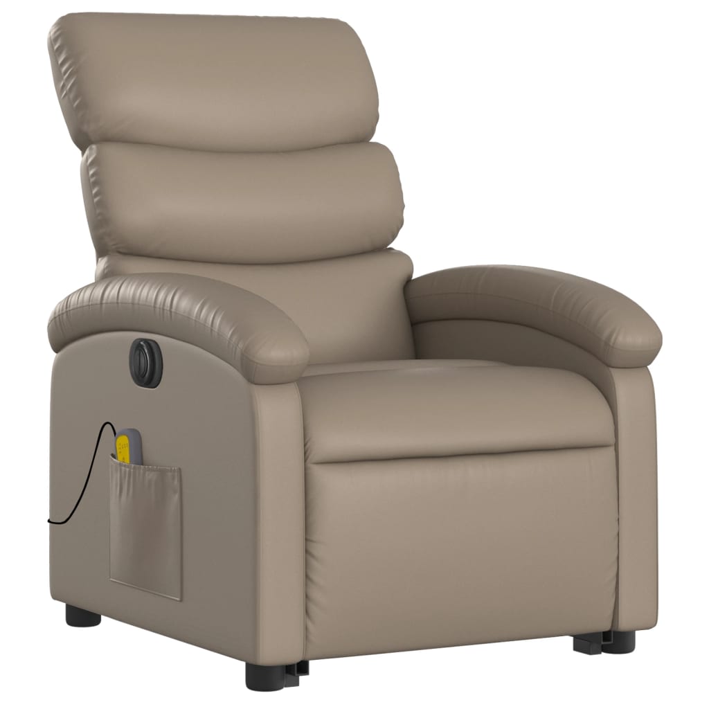 vidaXL Sillón reclinable de masaje eléctrico cuero sintético capuchino