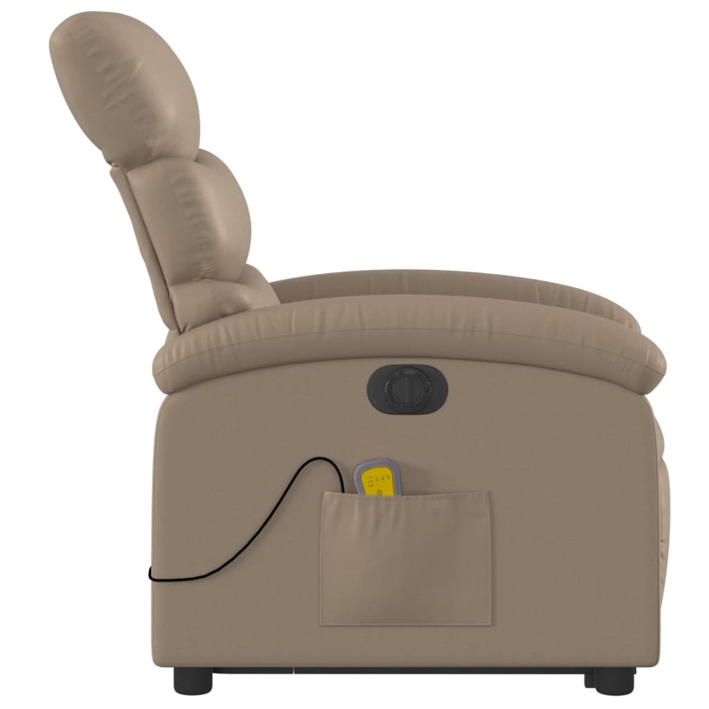 vidaXL Sillón reclinable de masaje eléctrico cuero sintético capuchino