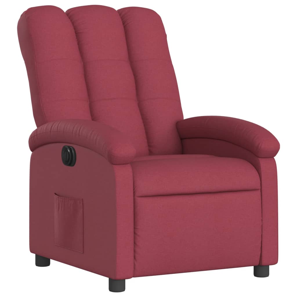 vidaXL Sillón reclinable eléctrico tela rojo tinto