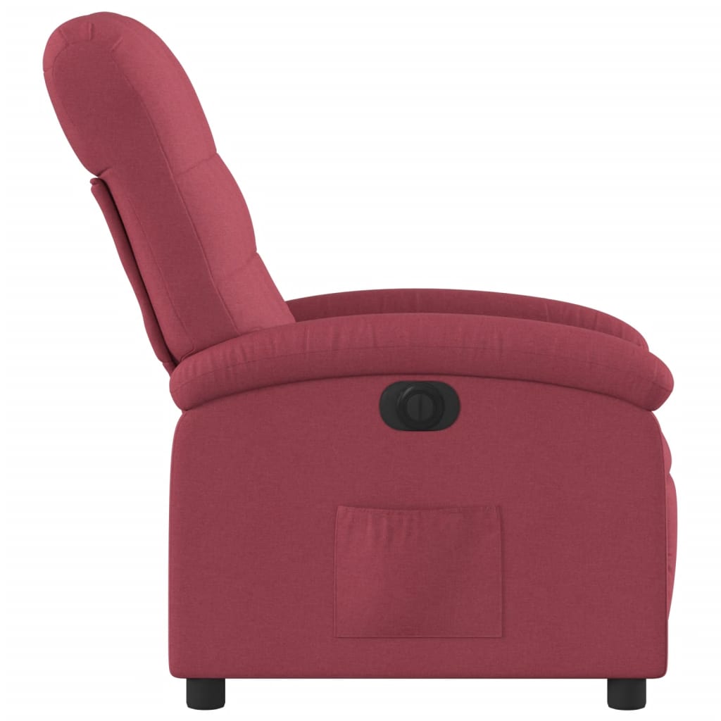 vidaXL Sillón reclinable eléctrico tela rojo tinto