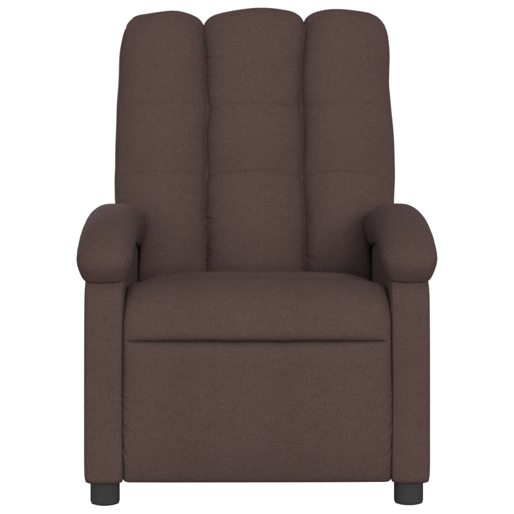 vidaXL Sillón reclinable eléctrico tela marrón oscuro