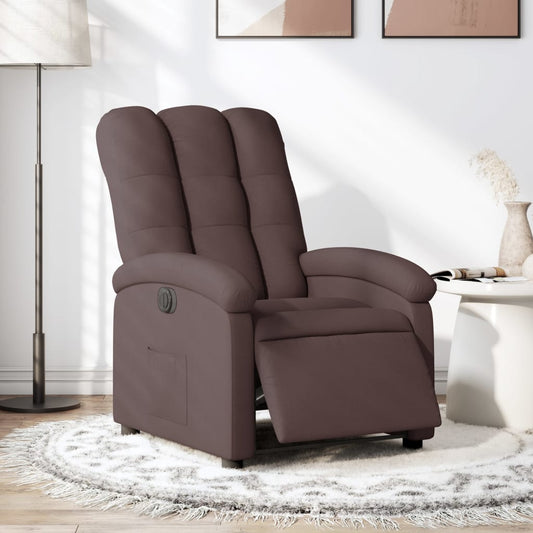 vidaXL Sillón reclinable eléctrico tela marrón oscuro