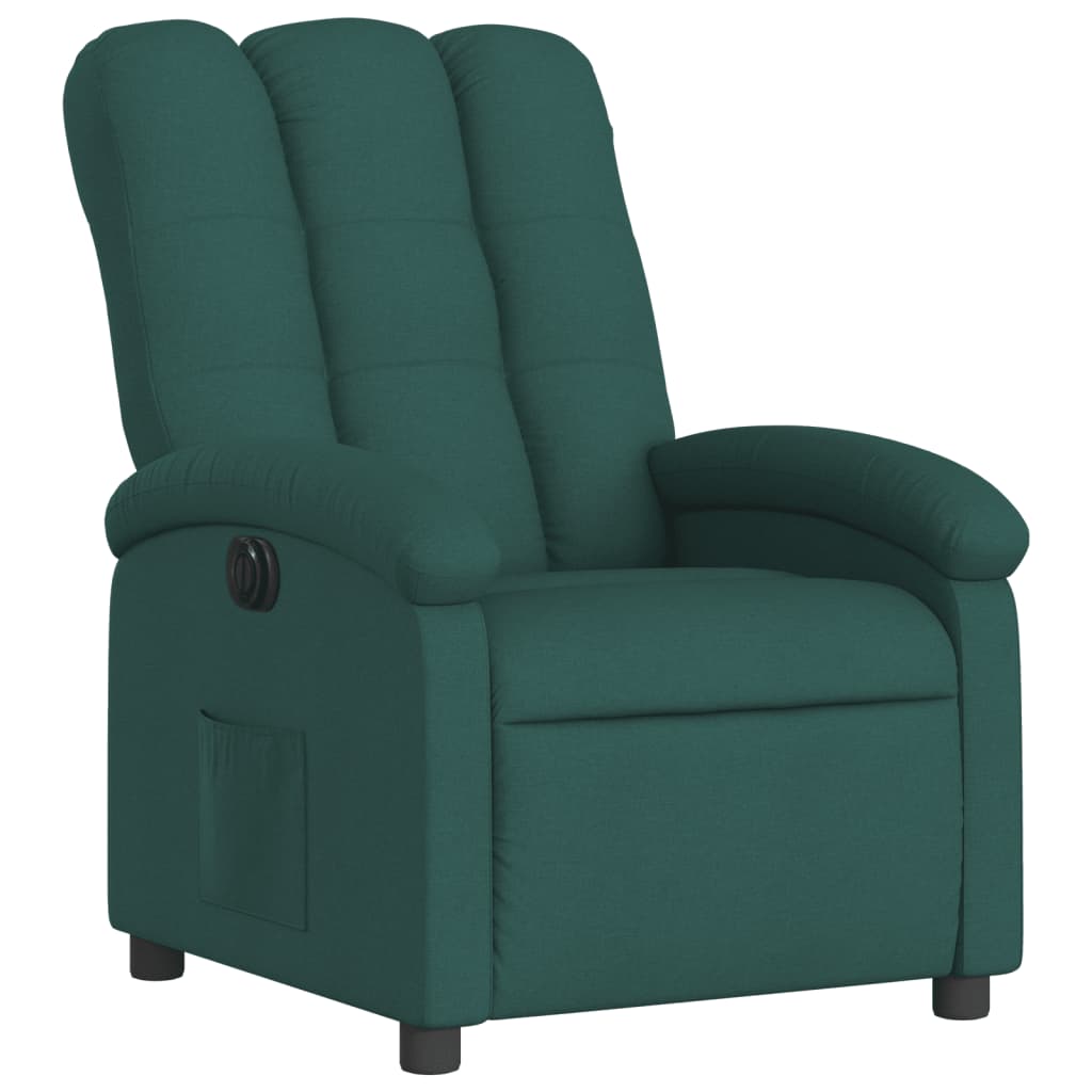 vidaXL Sillón reclinable eléctrico tela verde oscuro