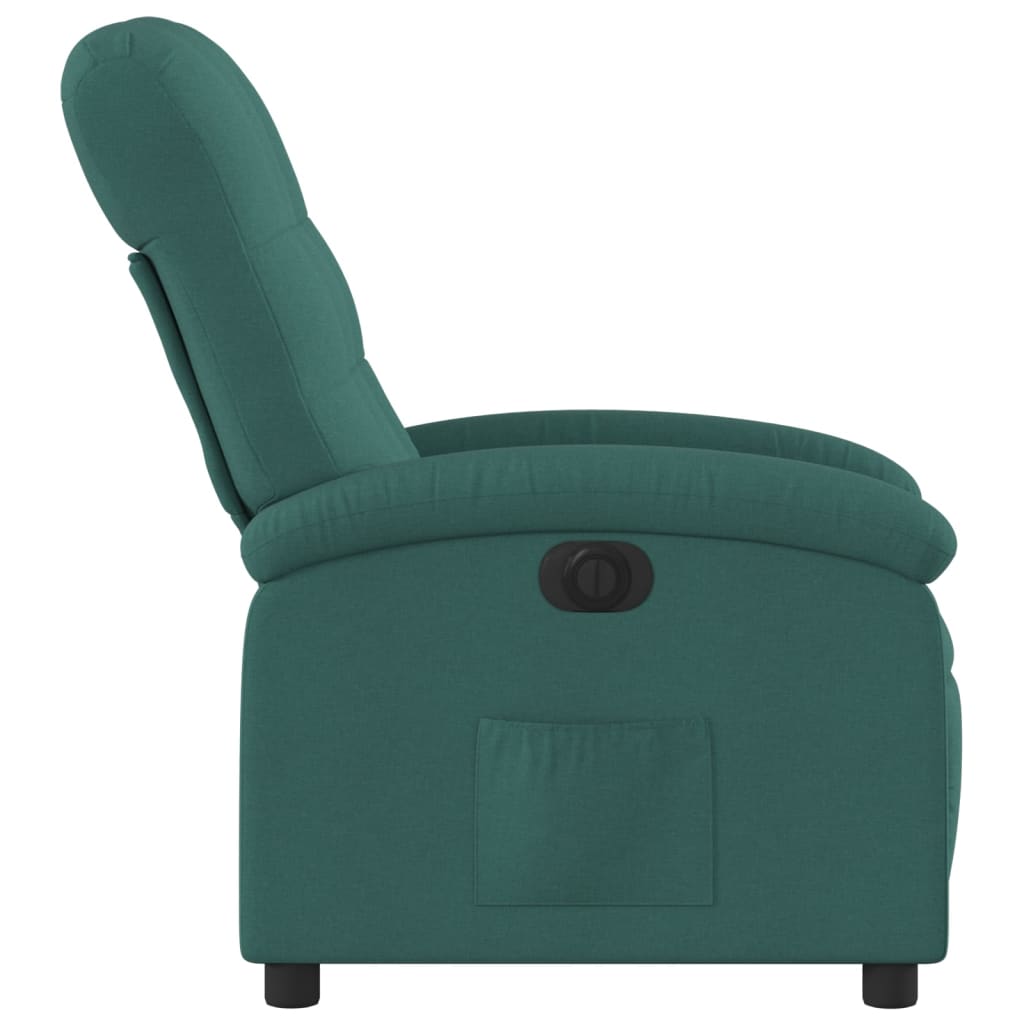 vidaXL Sillón reclinable eléctrico tela verde oscuro