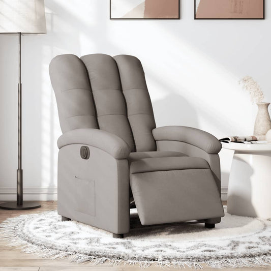 vidaXL Sillón reclinable eléctrico tela gris taupé