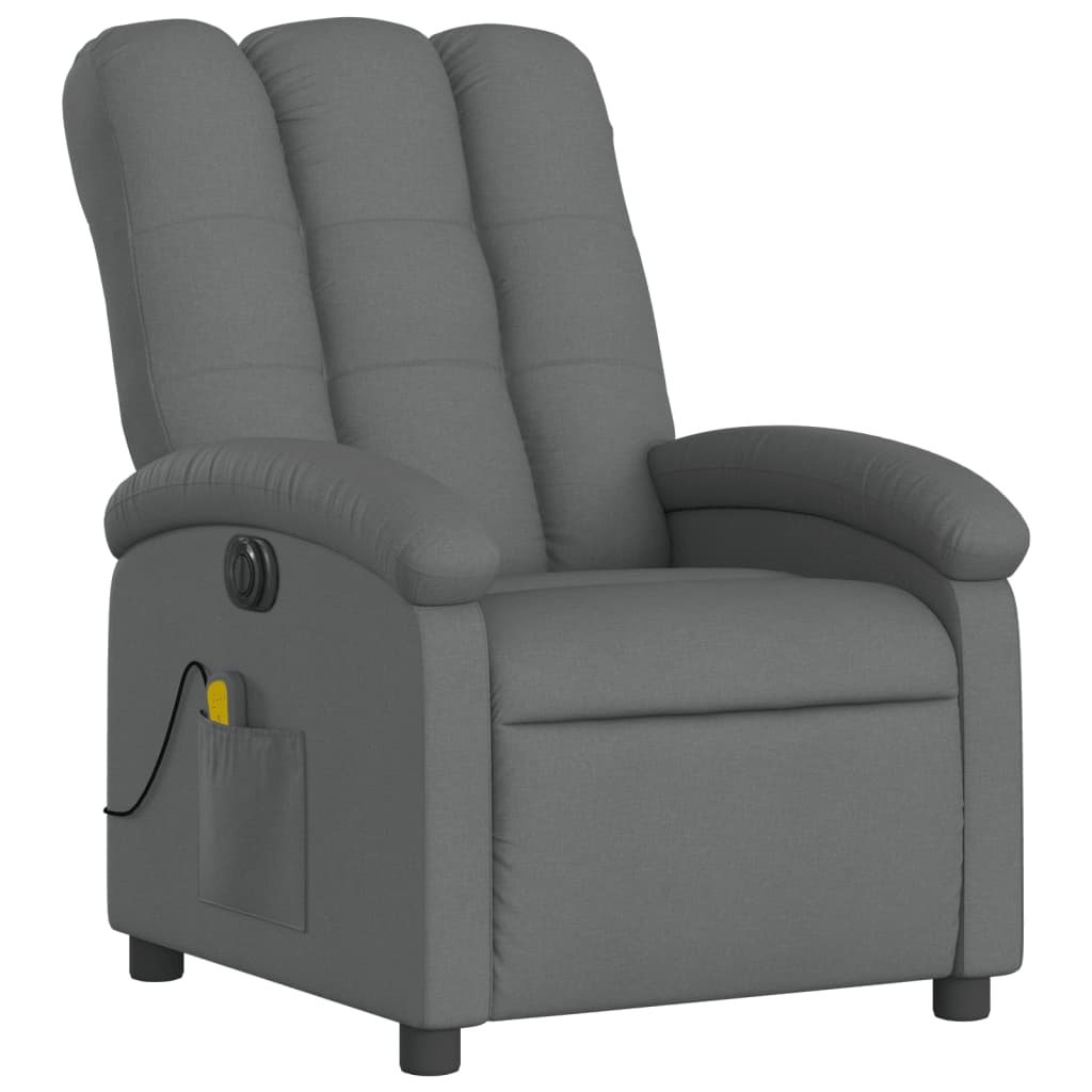 vidaXL Sillón reclinable de masaje eléctrico tela gris oscuro