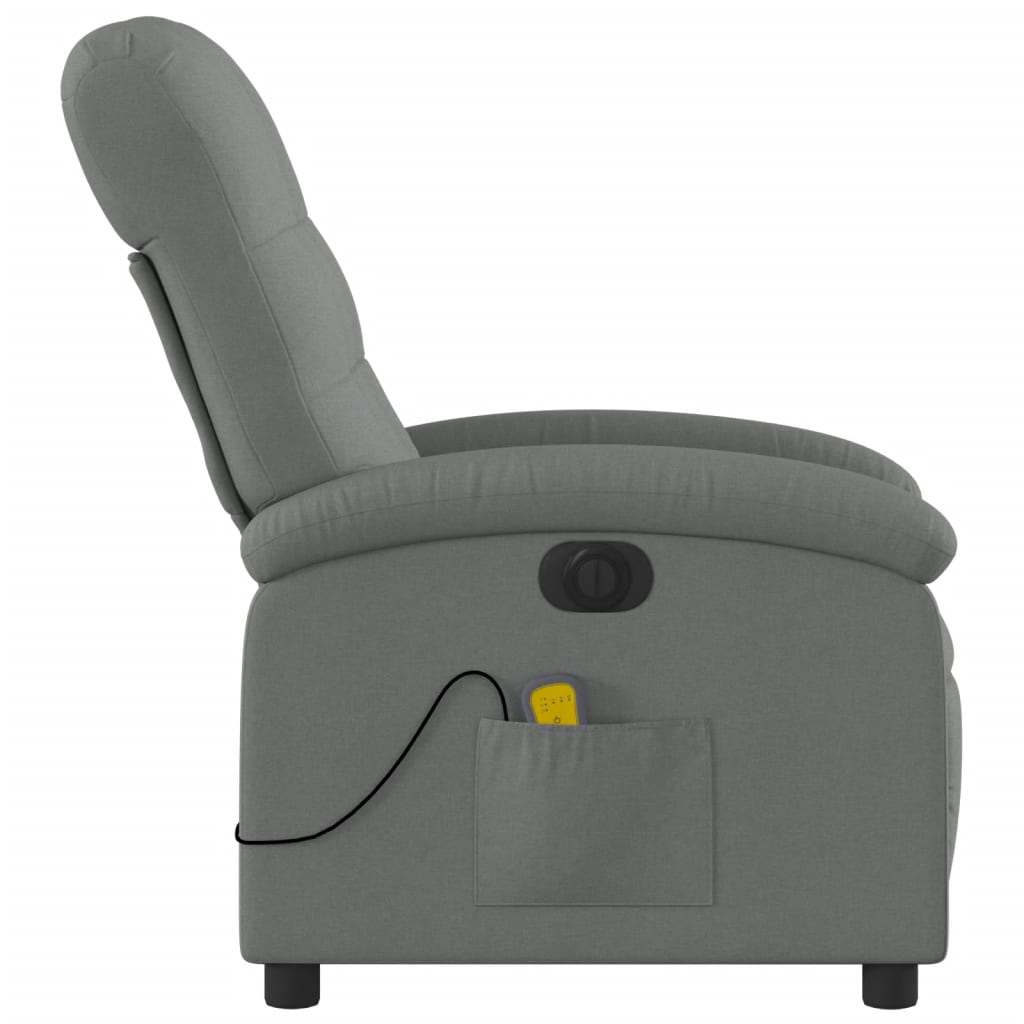 vidaXL Sillón reclinable de masaje eléctrico tela gris oscuro