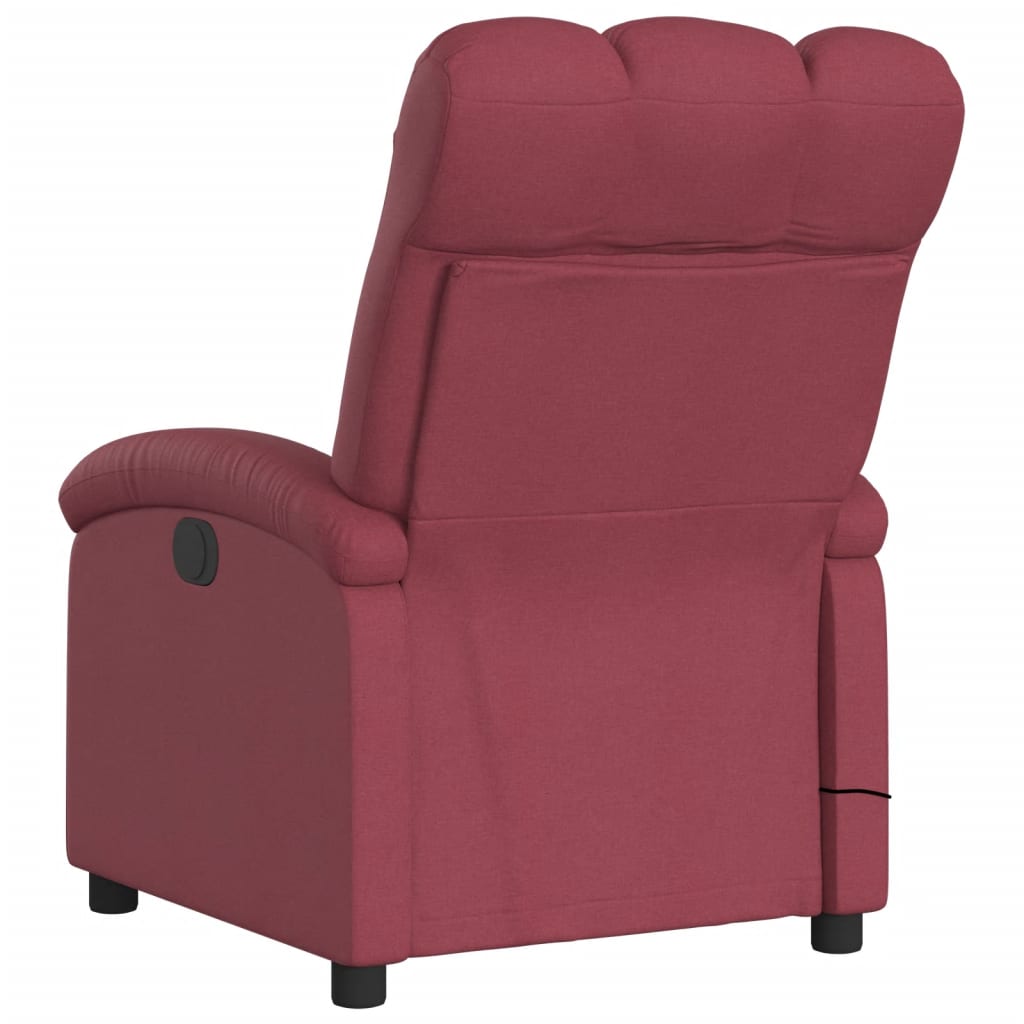 vidaXL Sillón de masaje reclinable eléctrico tela rojo tinto