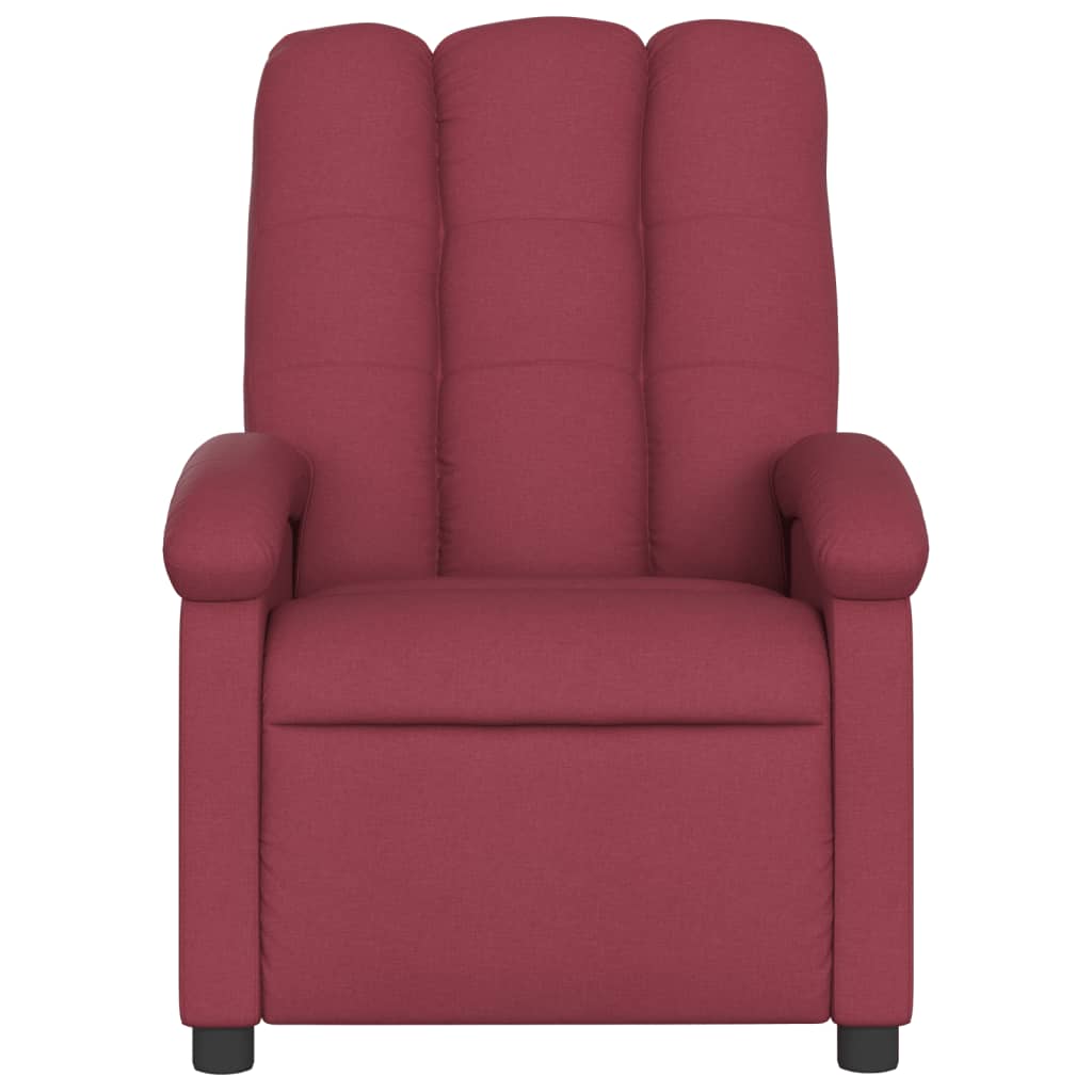 vidaXL Sillón de masaje reclinable eléctrico tela rojo tinto