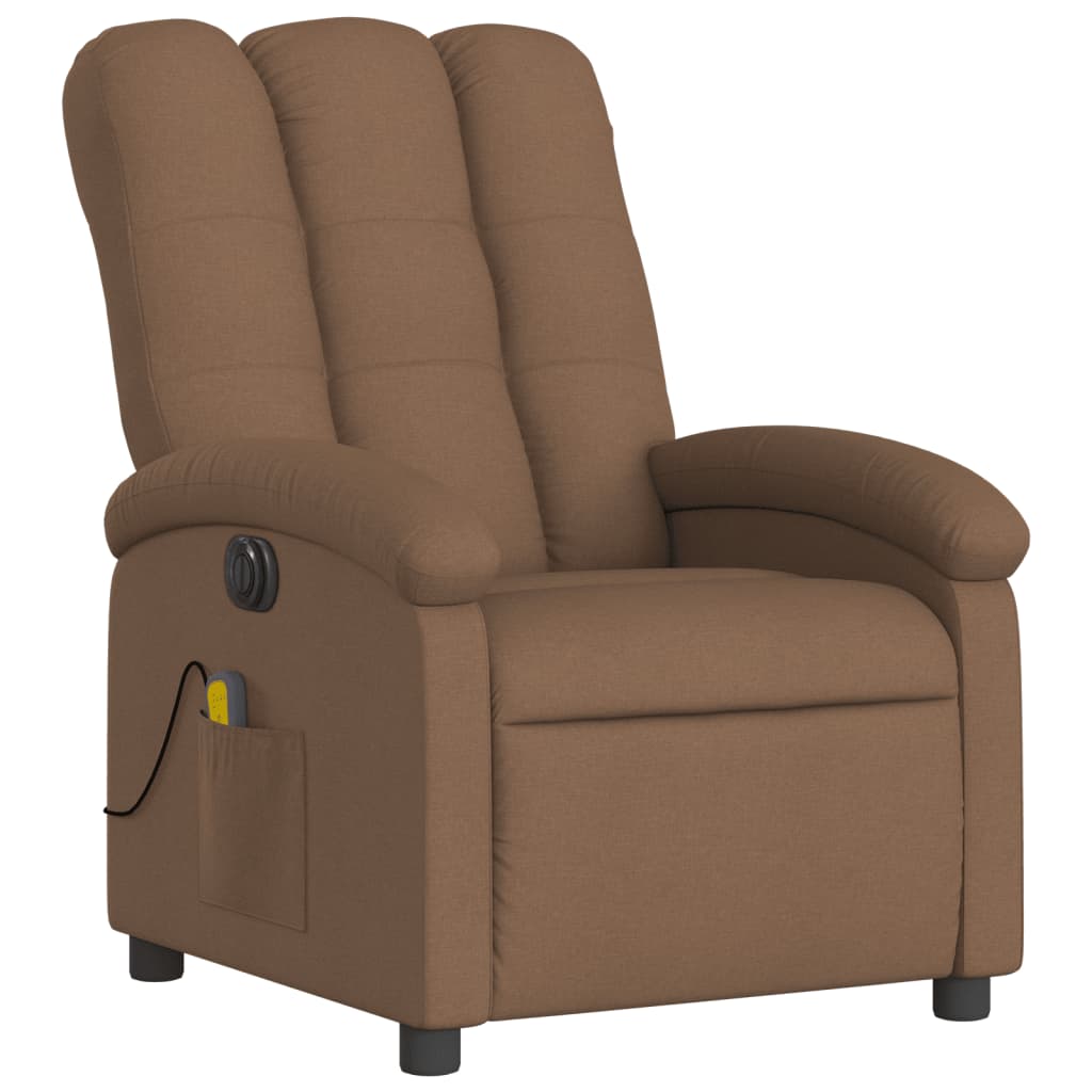 vidaXL Sillón reclinable de masaje eléctrico tela marrón