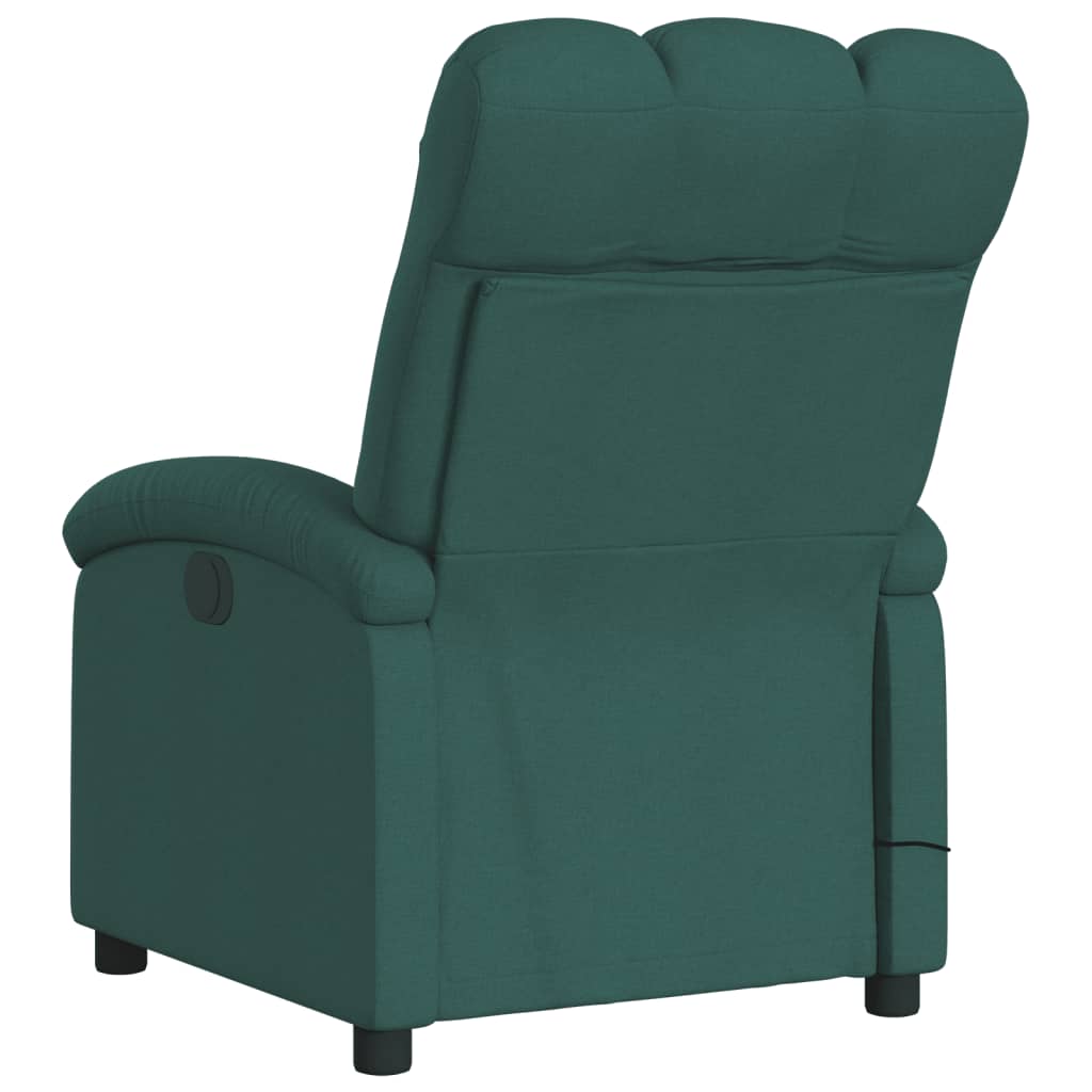 vidaXL Sillón reclinable de masaje eléctrico tela verde oscuro