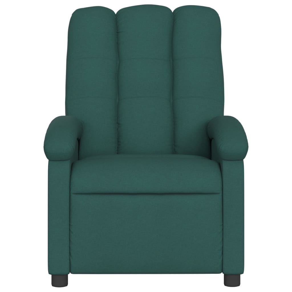 vidaXL Sillón reclinable de masaje eléctrico tela verde oscuro