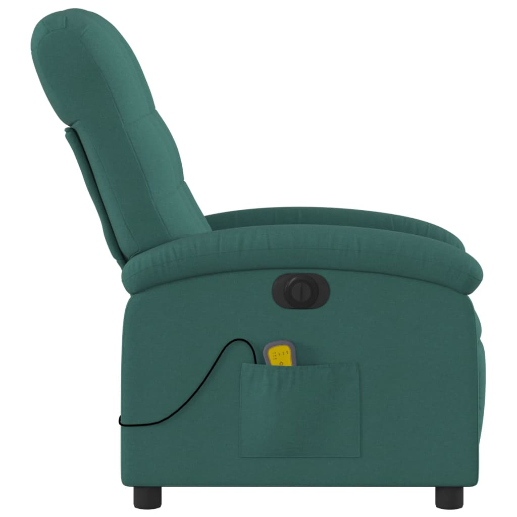 vidaXL Sillón reclinable de masaje eléctrico tela verde oscuro