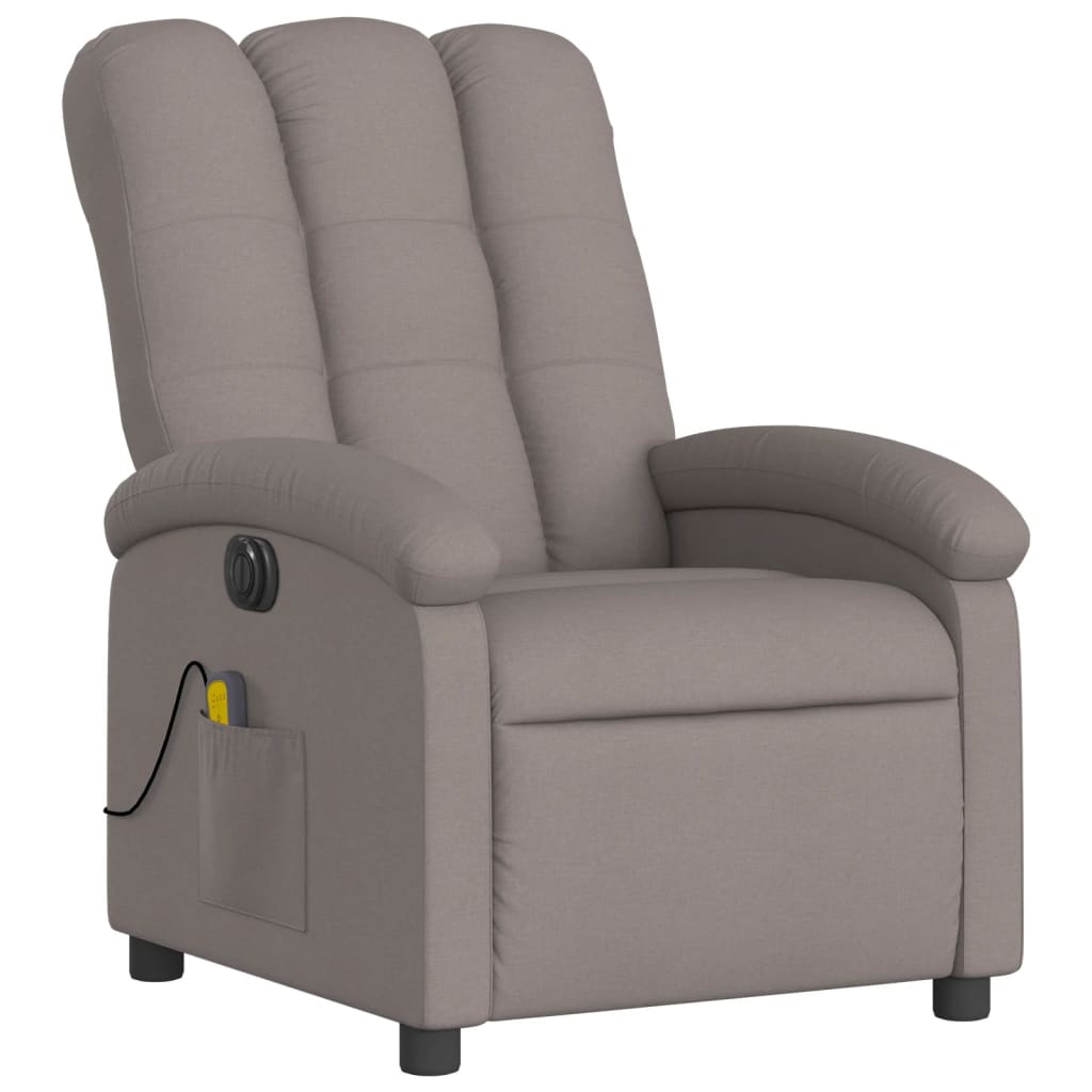 vidaXL Sillón reclinable de masaje eléctrico tela gris taupe