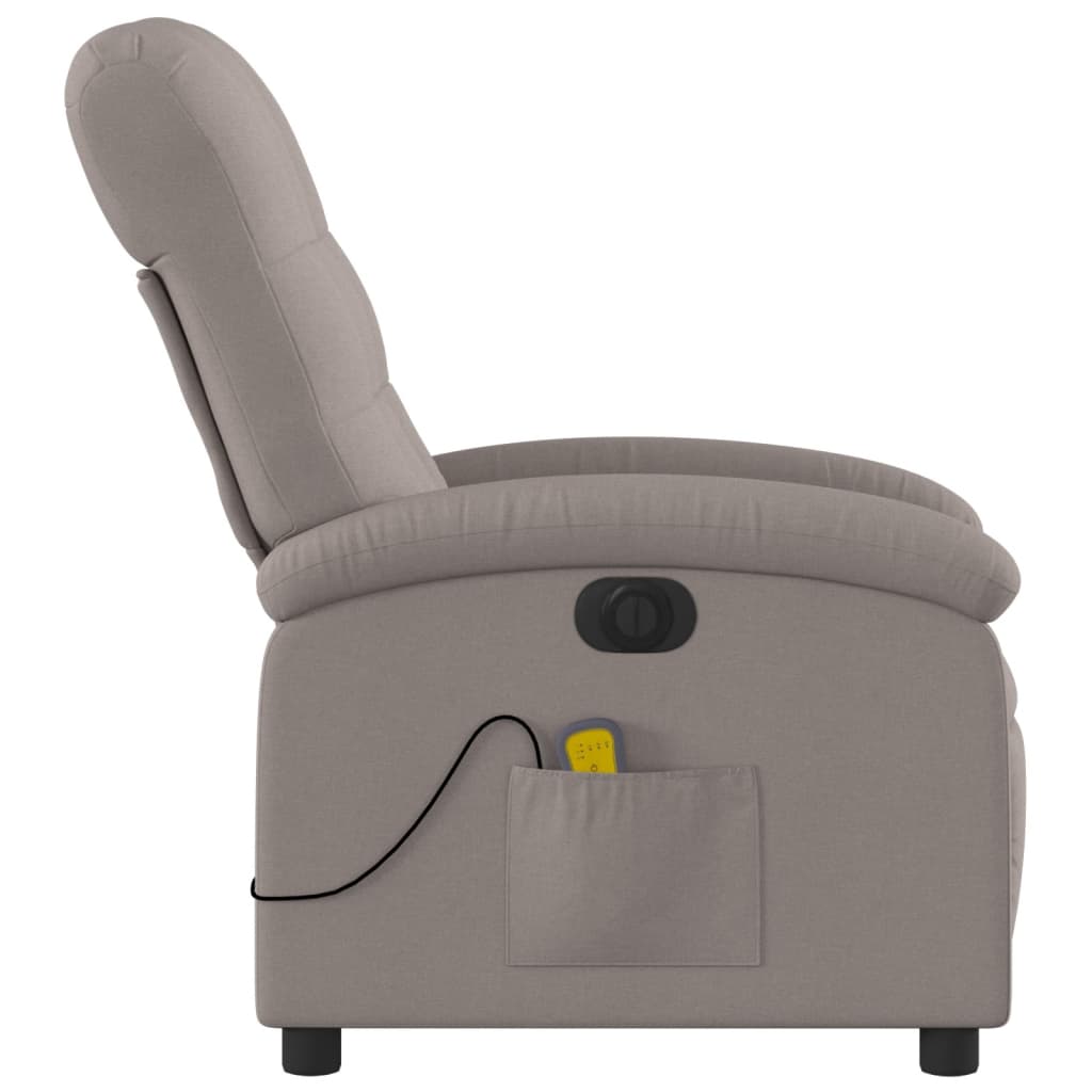 vidaXL Sillón reclinable de masaje eléctrico tela gris taupe