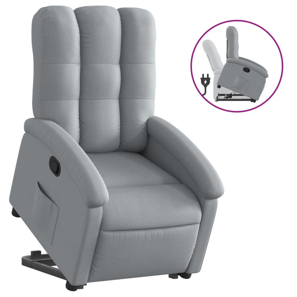 vidaXL Sillón reclinable elevable de tela gris claro