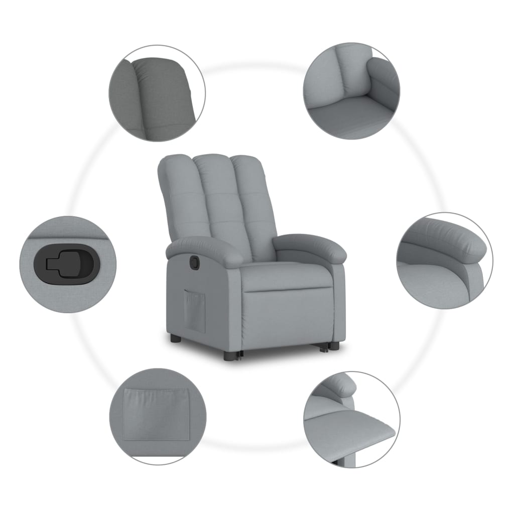 vidaXL Sillón reclinable elevable de tela gris claro