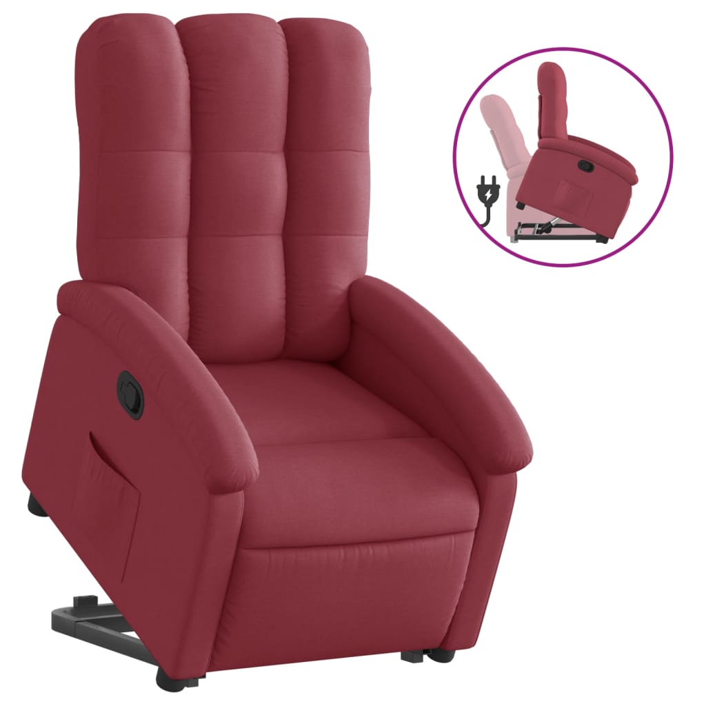 vidaXL Sillón reclinable elevable tela rojo tinto