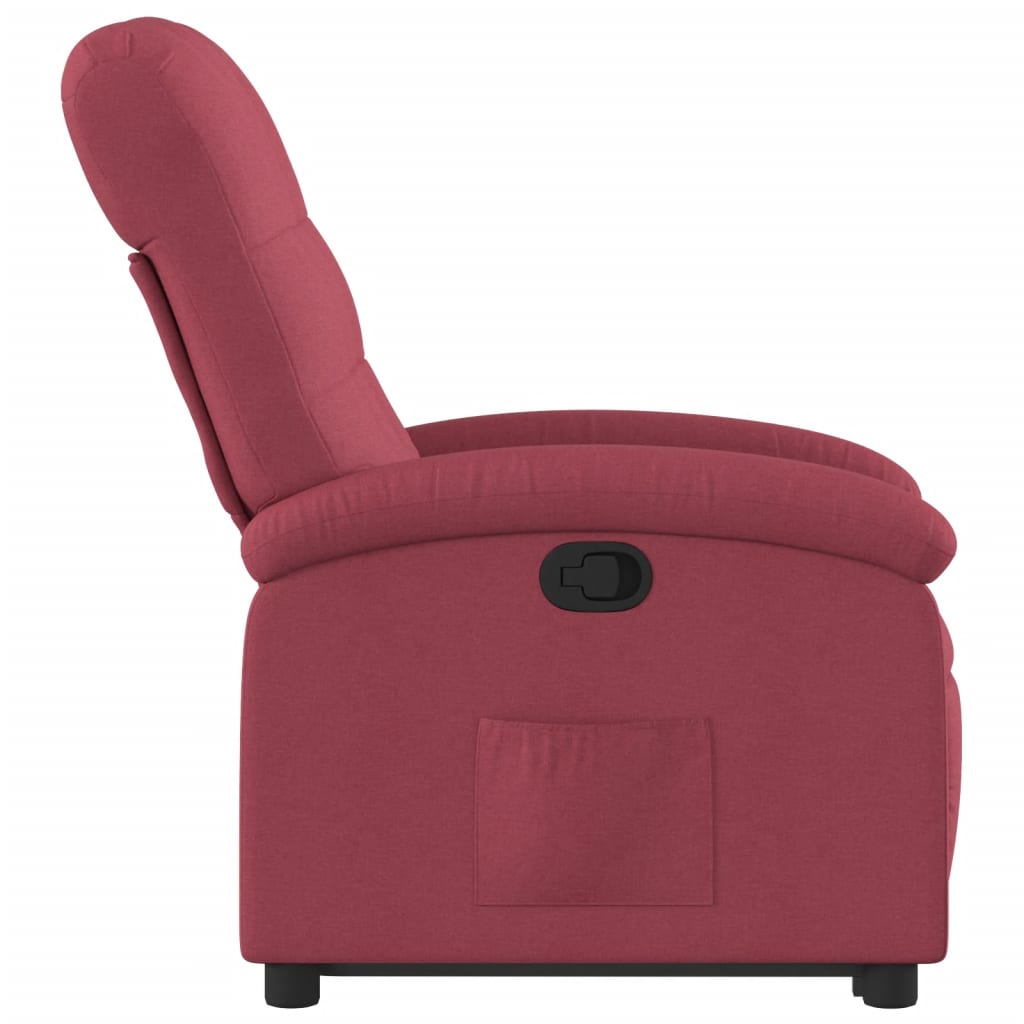 vidaXL Sillón reclinable elevable tela rojo tinto