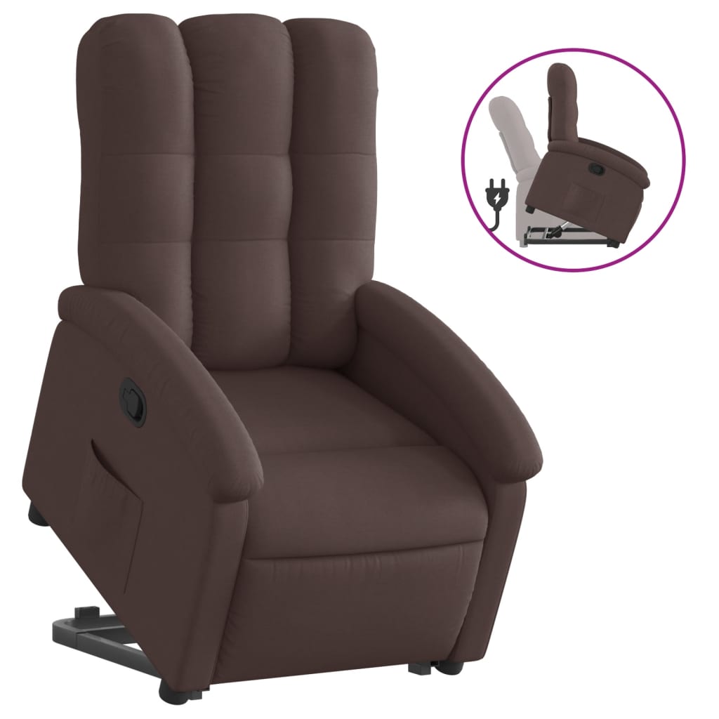 vidaXL Sillón reclinable elevable tela marrón oscuro