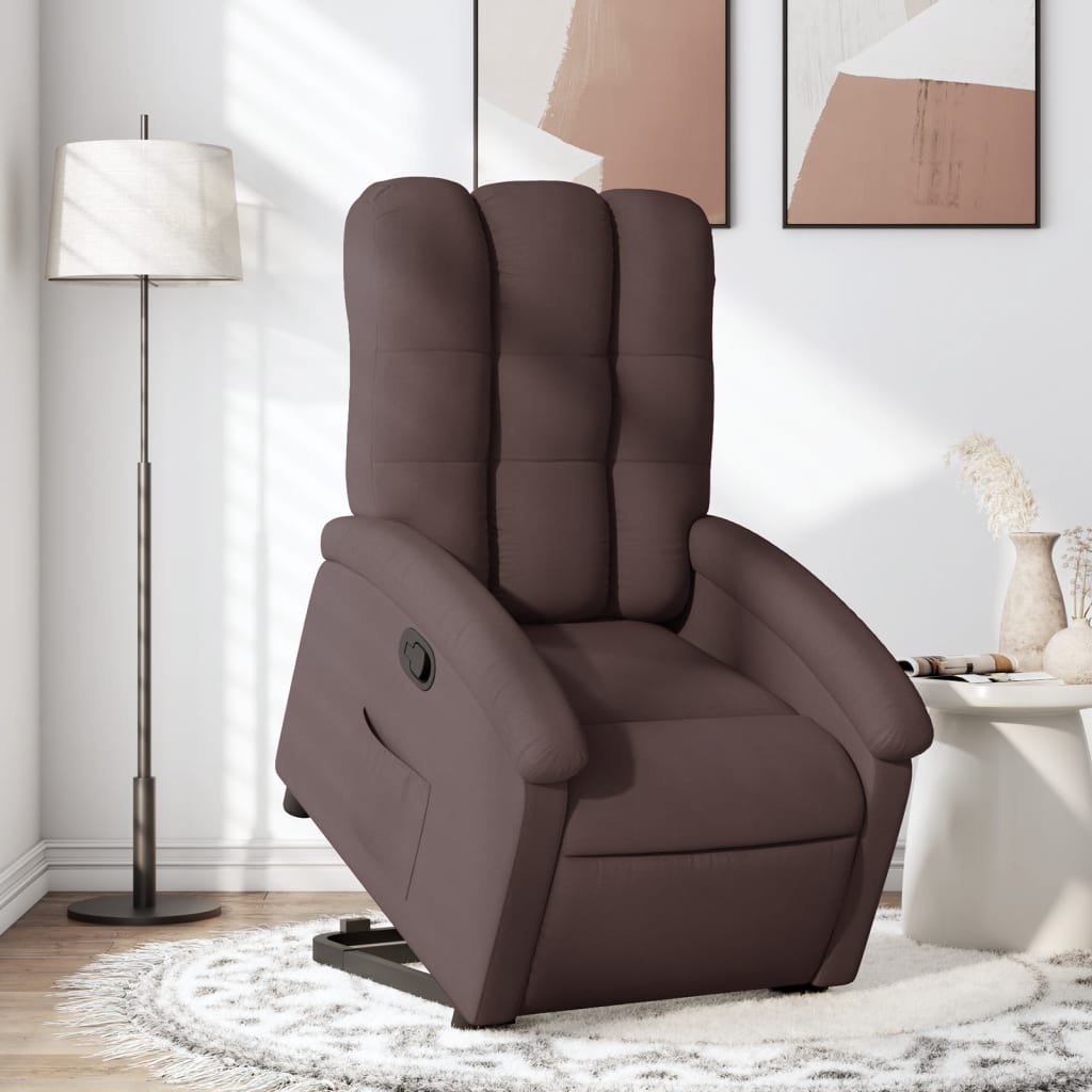 vidaXL Sillón reclinable elevable tela marrón oscuro