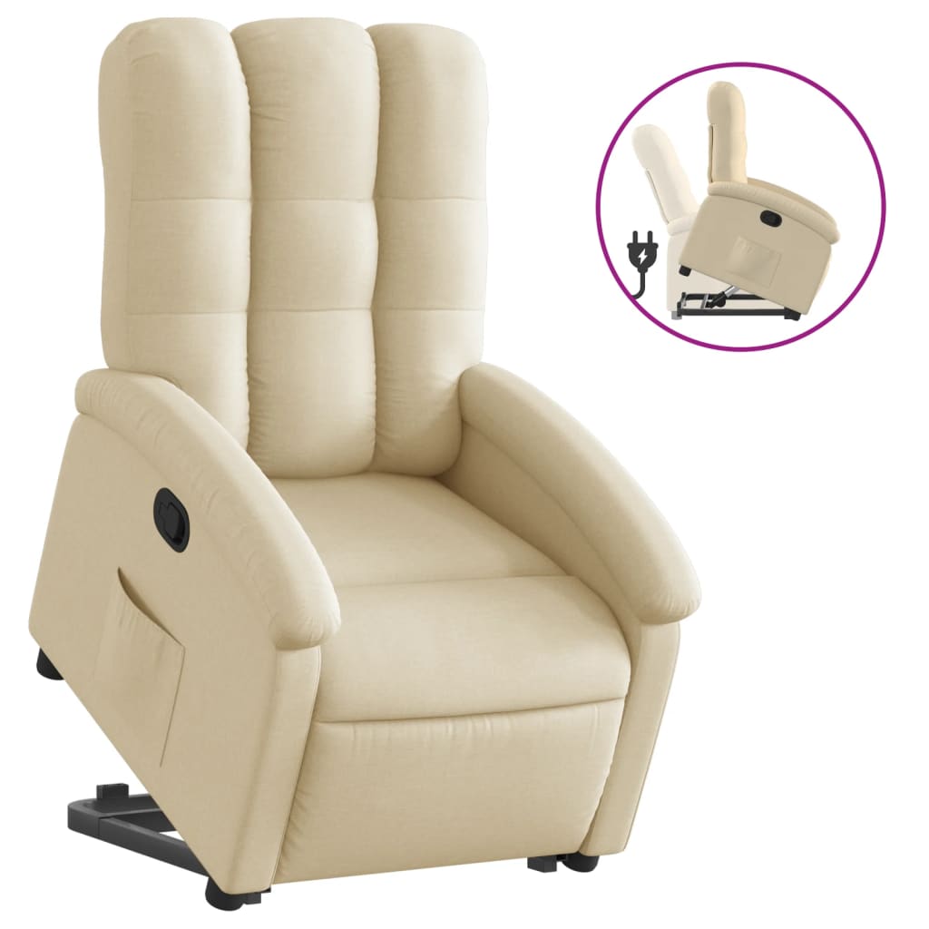 vidaXL Sillón reclinable elevable de tela color crema