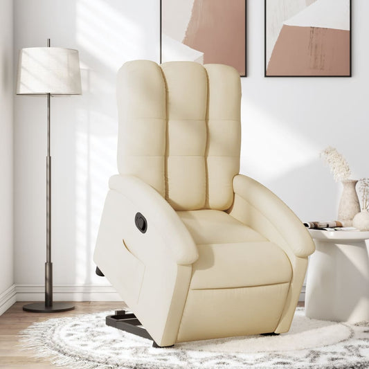 vidaXL Sillón reclinable elevable de tela color crema