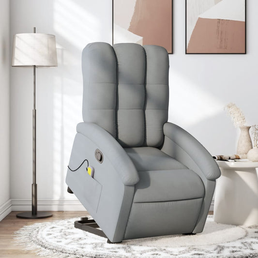 vidaXL Sillón de masaje reclinable de pie de tela gris claro