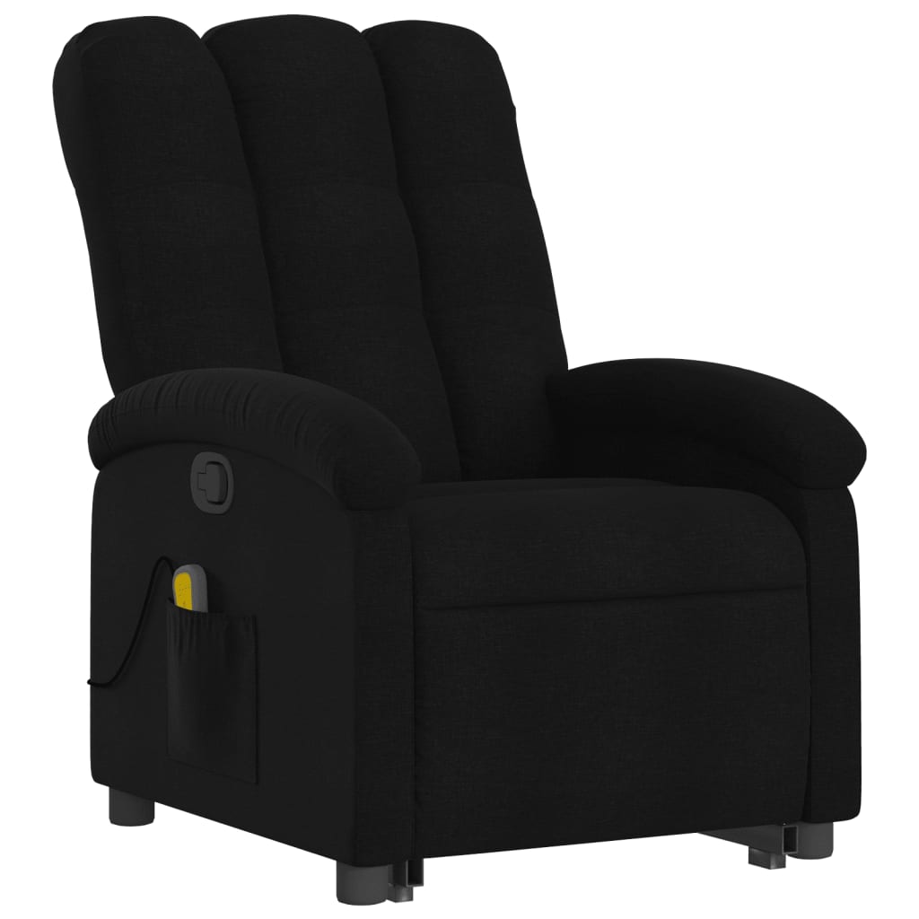 vidaXL Sillón reclinable de masaje elevable tela negro