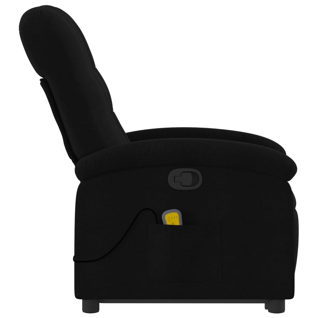 vidaXL Sillón reclinable de masaje elevable tela negro