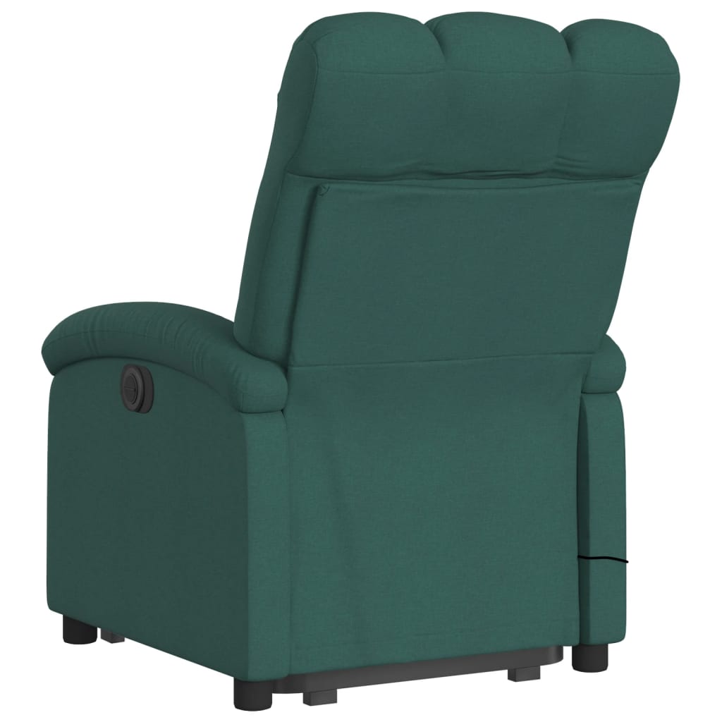 vidaXL Silla de masaje reclinable de pie de tela verde oscura